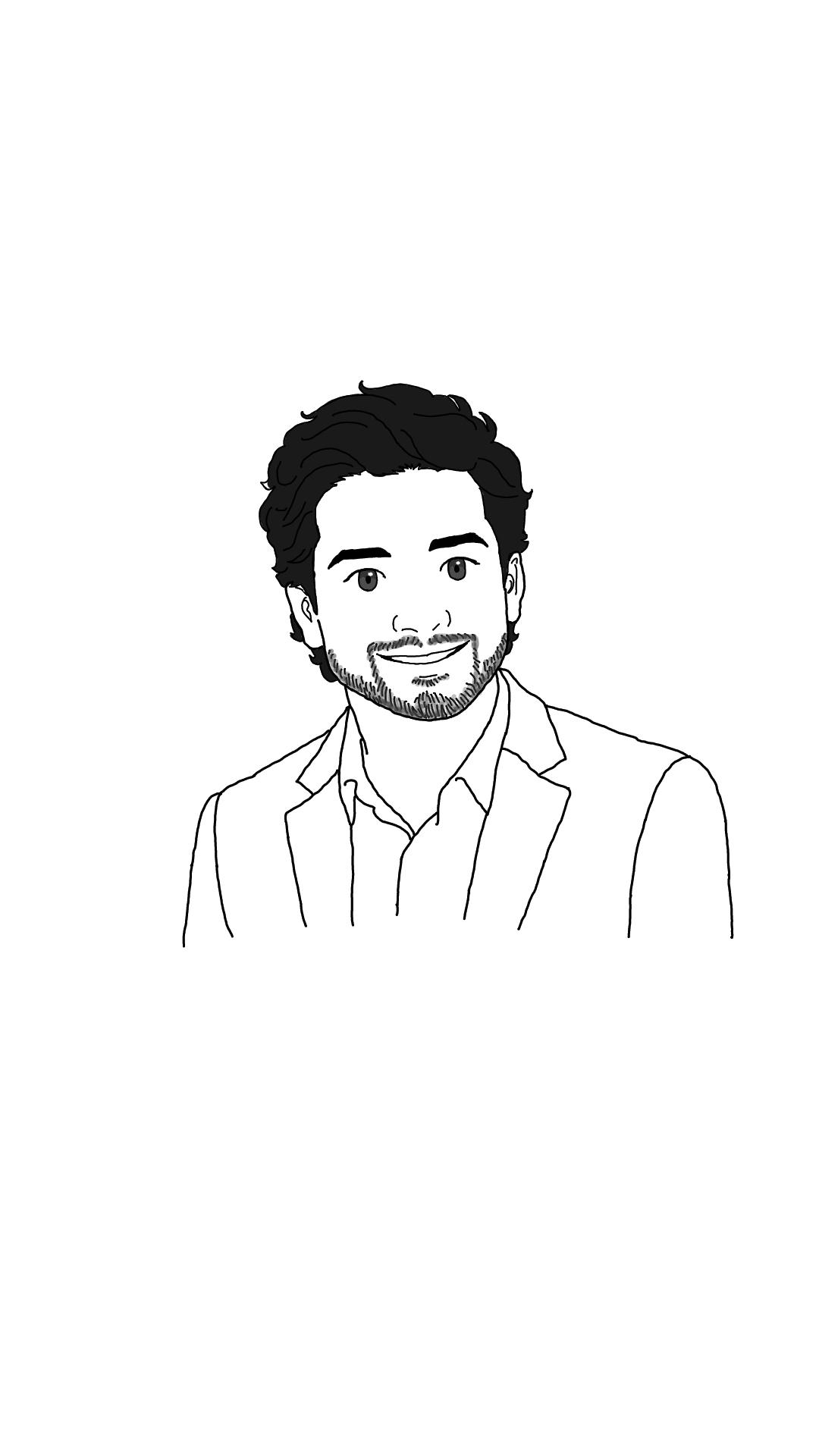 Cartoon portrait of Lalith Avinash