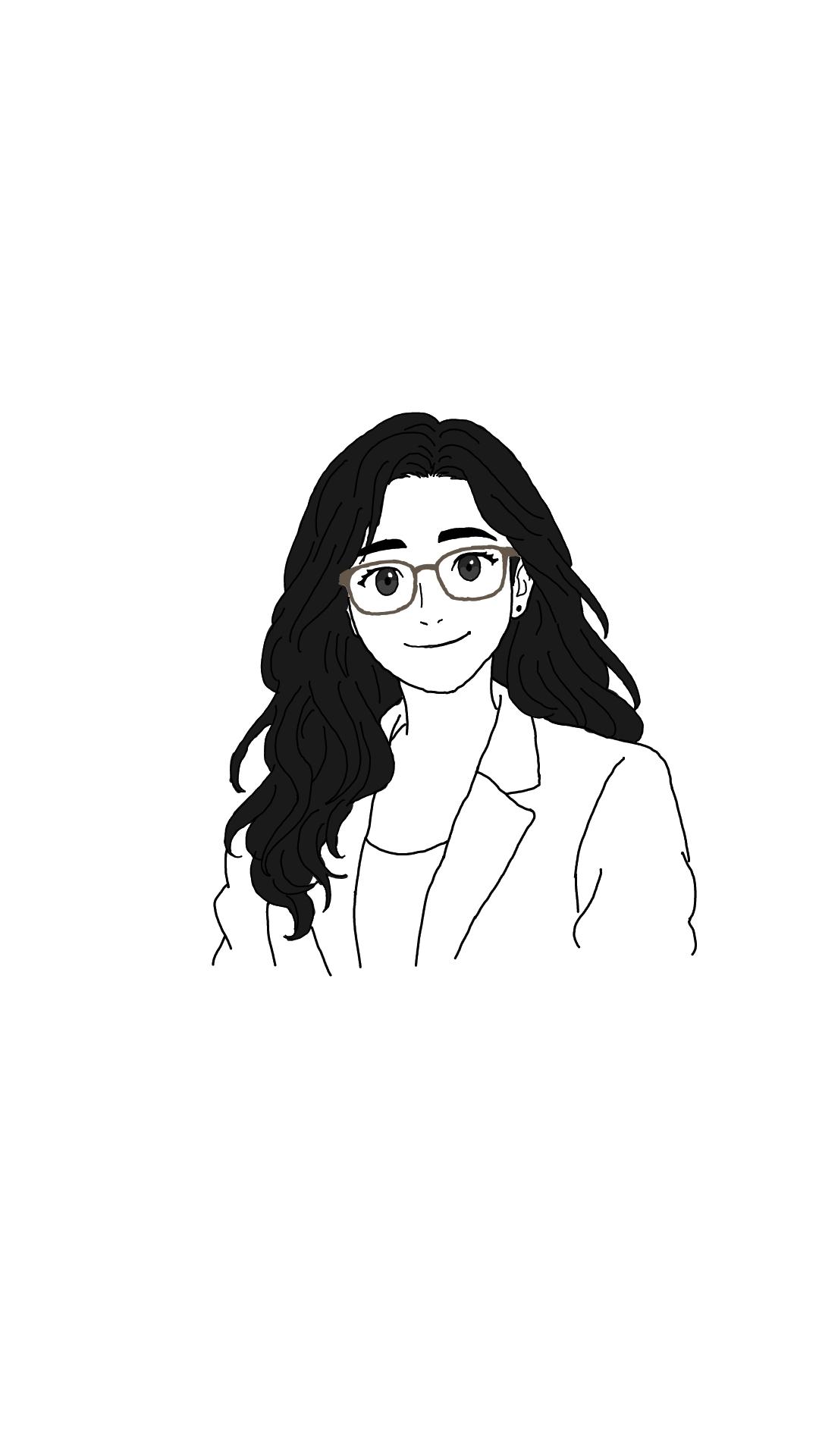 Cartoon portrait of Rashmila Mitra