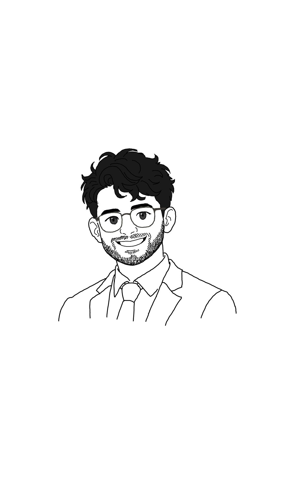 Cartoon portrait of Rohan Mehere