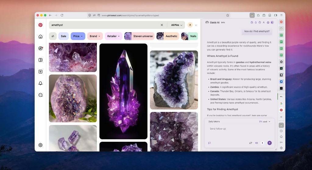 Oasis assistant with amethyst theme on Pinterest